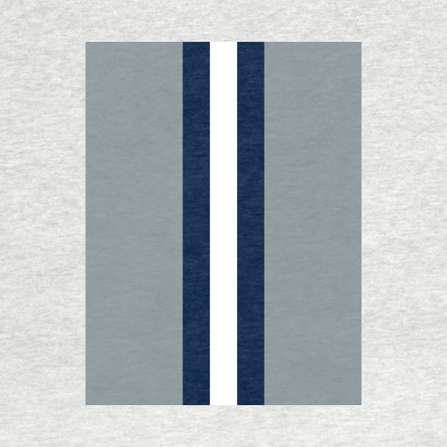 Retro American Football Stripes Dallas Silver, Navy, White by Culture-Factory